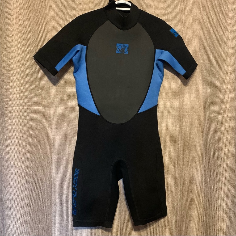 Large Mens Body Glove black and blue shorty wetsuit